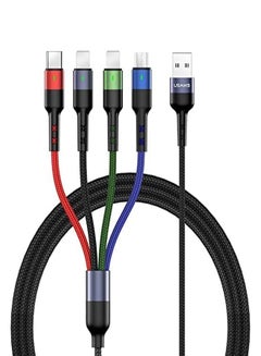 اشتري 4-in-1 USB Multi Charging Cable Nylon Braided 1.2-meter USB Connector for iPhone /Type C/Micro في الامارات