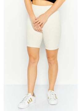 اشتري Women Tight Fit High Rise Training Shorts, Cream في الامارات