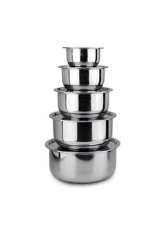 Buy 5-Piece Stainless Steel Cooking Pot with Lid in Saudi Arabia