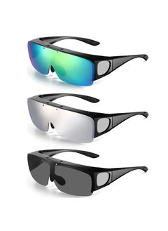 Buy Polarized Sports Sunglasses 3 Pcs TAC Flip Glasses Sports Coverups Sunglasses for Men Women, Lightweight Sunglasses for Running Driving Fishing Golf Motorcycle Climbing Sports in UAE