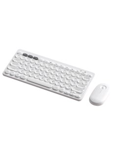 اشتري Wireless Keyboard Mouse Set Chocolate Keycaps Silent PortableWhite White في الامارات