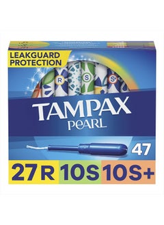 Buy Pearl Tampons Multi Pack, with LeakGuard Braid, Regular/Super/Super Plus Absorbency, Unscented, 47 Count in UAE