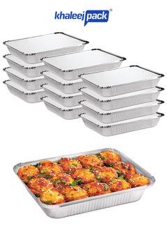 Buy Aluminium Pans Containers for food with Lids [10 PCS] 1850 ml Disposable Aluminium Food Containers Rectangular Aluminium Foil Pans Lunch Box with Lids Khaleej Pack in UAE