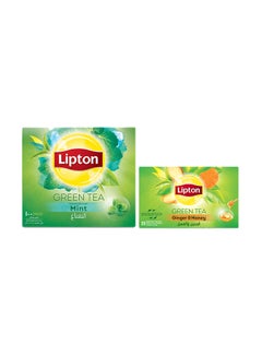 Buy Green Tea Mint 100 Bags With Ginger And Honey 25 Bags 1.5grams Pack of 2 in UAE