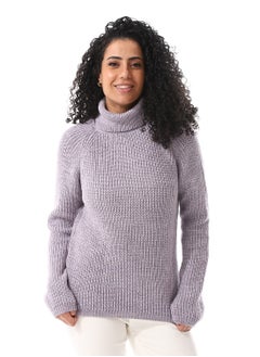 Buy Turtle Neck Slip On Knitted Pullover_Light Purple in Egypt