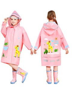 Buy Kids Hooded Raincoats Boys Girls Durable Waterproof Windbreaker Poncho 3D Cute Printed Lightweight Cartoon Raincoat Children Schoolbag Rainwear with Transparent Hat Brim Reflective Stripes in UAE