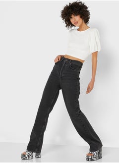 Buy High Waist Straight Jeans in UAE