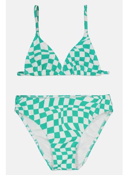 Buy Kids Girl 2 Piece Bikini Top And Bottom, Green/White in UAE