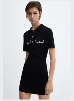 Buy Button Neck Pocket Detail Shirt Dress in UAE