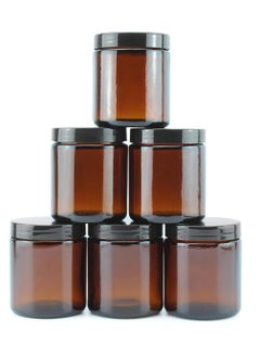 Buy 6Pack 9oz Brown Round Glass Pot Jars, Empty Jars with Lids, Refillable Cosmetic Containers, Travel Jars for Lotion, Cream,  Cosmeti in UAE