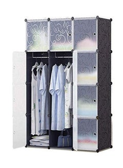 Buy 12 Storage Cube Organizer Wardrobe Modular Cabinet with Doors for Clothes, Shoes, Toys (Black & White) in Saudi Arabia
