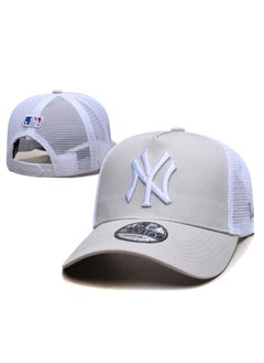 Buy New Era MLB New York Yankees Fashion Sunshade Hat, Mesh Hat, Outdoor Men's and Women's Sports Duck Tongue Hat Grey/White in UAE