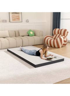 Buy COMFY PORTABLE WHITE FOLDING KNITTED COTTON MATTRESS WITH BLACK BORDER 180 X 90 X 10CM in UAE