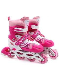 اشتري Inline Skates Adjustable Size Roller Skates with Flashing Wheels for Outdoor Indoor Children Skate Shoes for Boys and Girls Pink Colour في الامارات