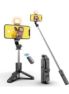 Buy Selfie Stick Tripod, Extendable Portable Selfie Stick with Fill Light Bluetooth Wireless Remote and Tripod Stand for iOS and Android in UAE