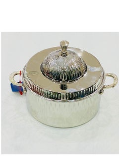 Buy Double wall stainless steel cookware with silver domed lid. in Saudi Arabia