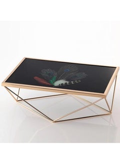 Buy glass serving tray stand with golden metal 34 cm in Saudi Arabia