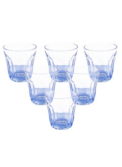 Buy 6-Piece High Quality Water Cup Set Blue/Clear in Saudi Arabia