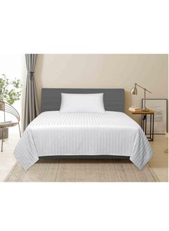 Buy 2 Piece Luxurious White Striped Bedsheet Set,1 Flat Single BedSheet(147x254cm) and 1 Pillowcases (48x74cm)Soft,Breathable and Comfort Microfiber Suitable for All Seasons. in UAE