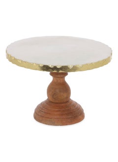 Buy Gourmeti Golden Lined Cake Stand, White & Natural in UAE