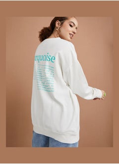 Buy Longline Slogan Print Oversized Hoodie in Saudi Arabia