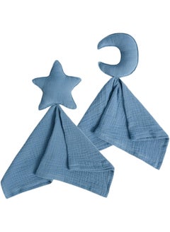 Buy Baby Lovey Blanket for Boys and Girls, Cotton Muslin Security Blanket for Babies, Soft Breathable Lovie Soothing Towel for Newborn and Infant, Star & Moon (Blue) in Saudi Arabia