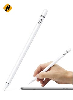 Buy Active Stylus Pen White/Black 1.45mm fine Tip for iPad Apple iPhone Samsung Tablets, on iOS and Android Capacitive Touchscreen, Take-Note Hand-Written Draw no lags Skipping,Rechargeable in Saudi Arabia