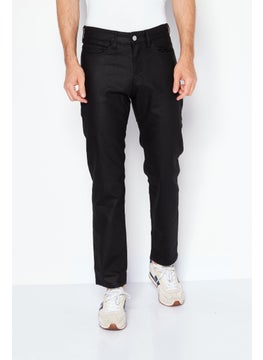 Buy Men Straight Solid Stretchable Denim Jeans, Black in UAE