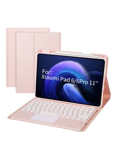 Buy Tablet Keyboard Case, Compatible with Xiaomi Pad 6 / Pad 6 Pro (11", 2023), with Arabic Intelligent Touch Trackpad Bluetooth Keyboard, Built in Pencil Holder, Detachable Keyboard Case - Pink in Saudi Arabia