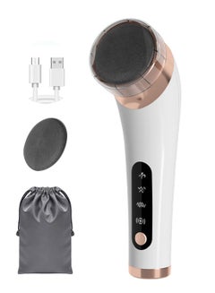 Buy Electric Foot Callus Remover, Rechargeable Pedicure Kit Foot File, 4-Speed Speed Regulation with 2 grinding Roller Heads for Remove Cracked Heels Calluses and Hard Skin - White in Saudi Arabia