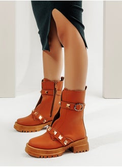 Buy Spanish Leather Half Boot with Side Zipper in Egypt