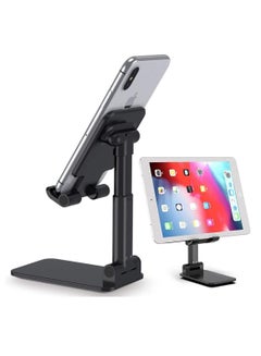 اشتري SYOSI Cell Phone Stand, Tablet Stand Adjustable Phone Holder for Desk Foldable Desktop Tablet Stand Compatible with 4.7 inches to 9.7 inches Phone (Black) في السعودية