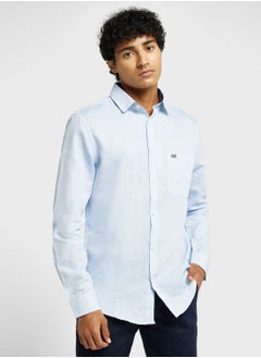 Buy Thomas Scott Classic Self Design Pure Cotton Slim Fit Formal Shirt in Saudi Arabia