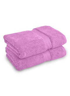 Buy Set of 2 Egyptian cotton towels Pink color in Saudi Arabia