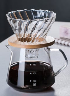Buy V60 Pour Over Coffee Maker Set,600ML Coffee Server With Glass Coffee Dripper, 2 IN 1Hand Drip Coffee Set Home Or Office,1-4 CUPS in UAE