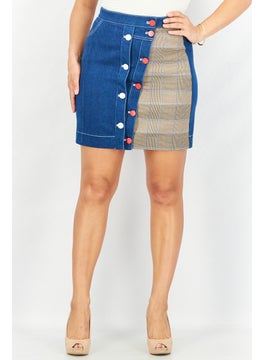 اشتري Women Solid Denim Mini Skirt, Blue في الامارات