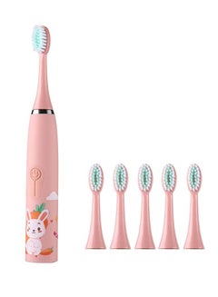 Buy Ultrasonic Electric Children's Toothbrush Super Soft Waterproof Teeth Cleaning Artifact USB Charging (6 Heads) in UAE