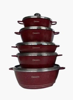 Buy 10 Pcs Non Stick Cooking Pots Aluminum Cookware Set with Glass Lid in UAE