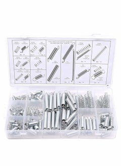 اشتري 200 Pieces Zinc Plated Spring Assortment Kit, Compression Spring Tension Spring Transparent PP Plastic Box 20 Kinds of Size Extension and Compression Spring Repair Tool Replacement Kit في السعودية