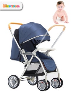 اشتري Baby stroller with High view  Double push rod  Can sit and lie down Lightweight Foldable Four-wheel rubber Strong shock absorption Large Space Durable Suitable for Baby 0-3 years old Travel strollers في الامارات