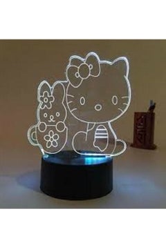 اشتري 3D Illusion Led Night Light Lamp Cute Hello Kitty Baby Nursery Room Nightlight Kids Childrens Bedroom Decoration Gift 3d Lamp في الامارات