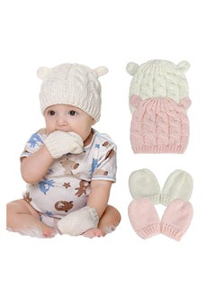 Buy Newborn Winter Beanie Hat Gloves Set for Baby Girls Boys, Infant Toddler Warm Knitted Hat Gloves, Unisex-Baby Beanies in UAE