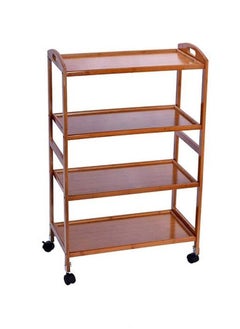 اشتري Bamboo Moveable Serving Kitchen Trolley Shelf Rack 4 Tier في الامارات