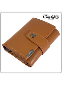 Buy Classic Milano Synthetic Wallet for men; RFID Mens Wallet Automatic Cardholder (Tan) by Milano Leather in UAE