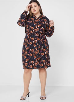 Buy Floral Print Tie Detail Dress in Saudi Arabia