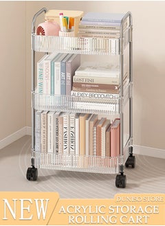 Buy 3 Tier Clear Rolling Utility Cart Organizer, Multipurpose Mobile Organizer Storage Shelves Trolley Kitchen, Bedroom, Bathroom, Office, Laundry Room in Saudi Arabia