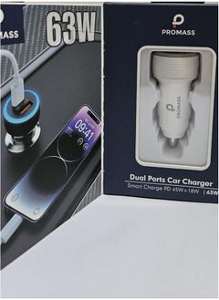 Buy Premium Dual -Ports  Fast Car Charger PD45W+QC18W in Saudi Arabia