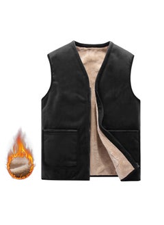 Buy Plus Size Fleece Vest Men Winter Warm Sleeveless Black in UAE