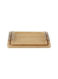 اشتري Loretta 2-Piece Bamboo Serving Tray, M 33x 24x 1.7 Cm,L 39x 28x 1.7 Cm في الامارات