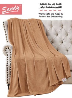 Buy SANDY Fleece Blanket, Made of Premium Microfiber, Super Soft Flannel Blanket for Bed, Sofa, Couch and Home Decorations , Single Size, (240x170)cm, Brown in Saudi Arabia